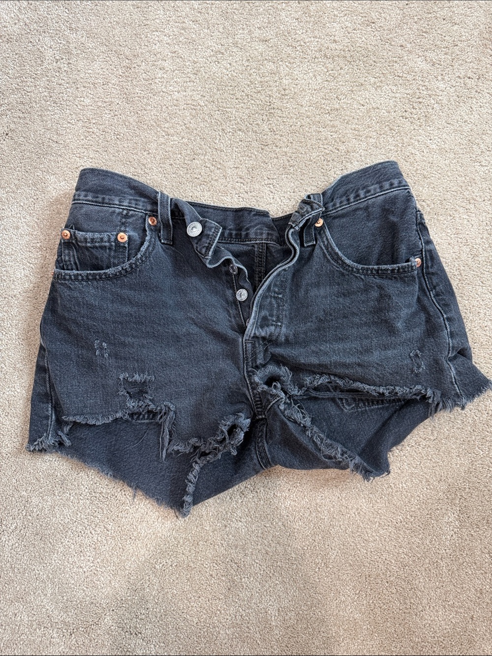 Levi's Black Distressed Cutoff Jean Shorts